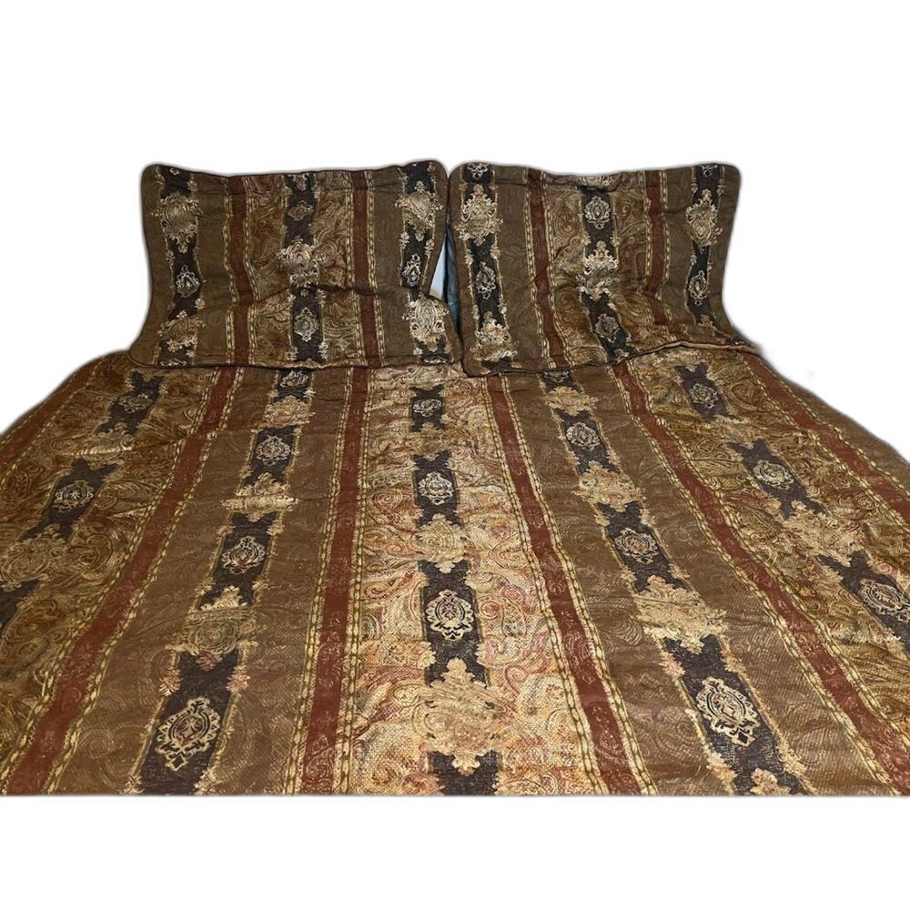 Croscill Brown/Gold Tone Opulent Traditional Classic Full Size Comforter 2 Shams